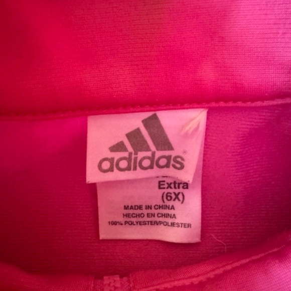 Adidas Pink And White Stripe Classic Tracksuit Girls Size Extra 6X - Picture 3 of 7
